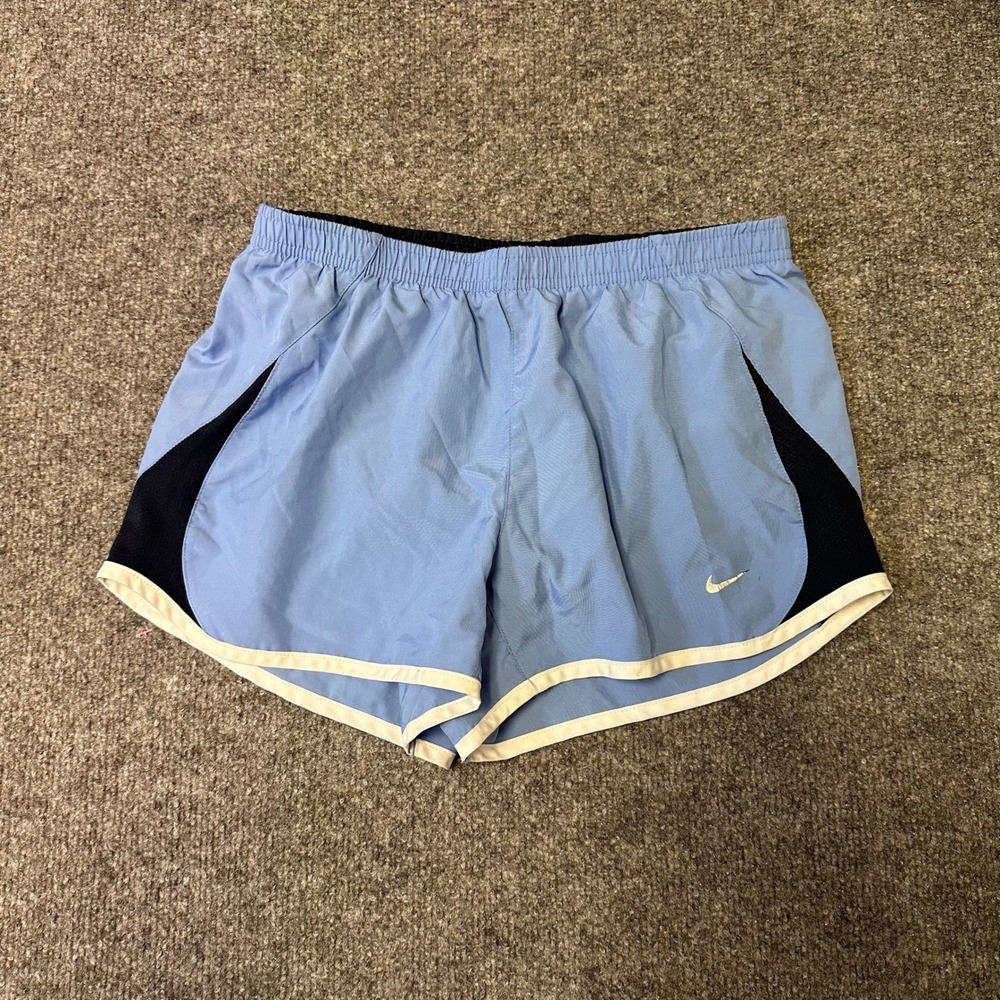 Nike Shorts Womens Size S Light Blue Navy Running Athletic Built-in Liner Trim